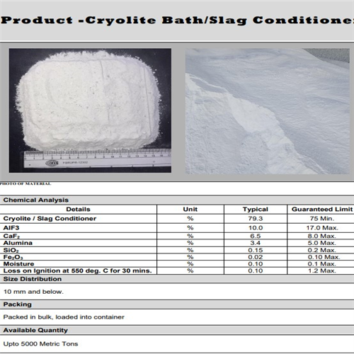CRYOLITE BATH / SLAG CONDITIONER for sale